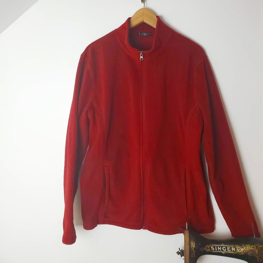 Dunnes Red Zip Up Fleece Sweater